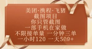 飞猪美团截图项目，你只管截图，一部手机在家做，正规平台无套路，一天5张+【揭秘】-16888副业资讯