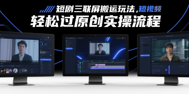 短剧三联屏搬运玩法，短剧搬运轻松过原创实操流程-16888副业资讯