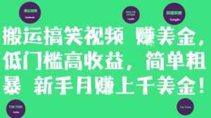 搬运搞笑视频挣美金,低门槛高收益,简单粗暴新手月入上千美刀-16888副业资讯