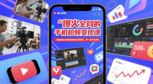 爆火全网的手机短视频变现课，0基础教你拍摄剪辑涨粉运营变现，用一部手机挣钱-16888副业资讯