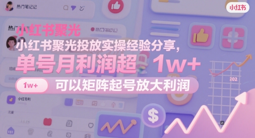 小红书聚光投放实操经验分享，单号月利润超1w+，可以矩阵起号放大利润-16888副业资讯