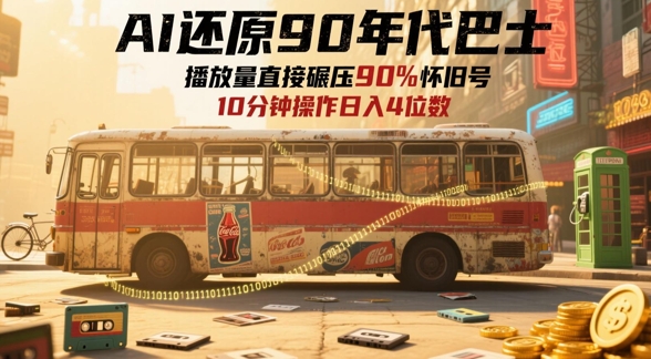 AI还原90年代巴士，一帧就让70后泪崩，播放量直接碾压90%怀旧号，每天操作十分钟，日入四位数-16888副业资讯