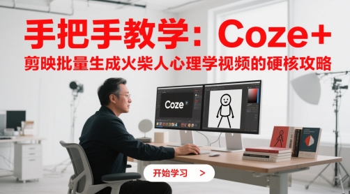 手把手教学：Coze + 剪映批量生成火柴人心理学视频的硬核攻略-16888副业资讯