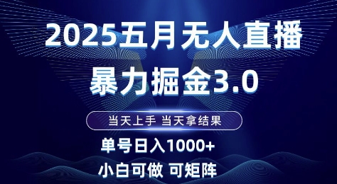 2025五月无人直播暴力掘金3.0，当天上手，当天拿结果，单号日入1k+小白可做可矩阵【揭秘】-16888副业资讯