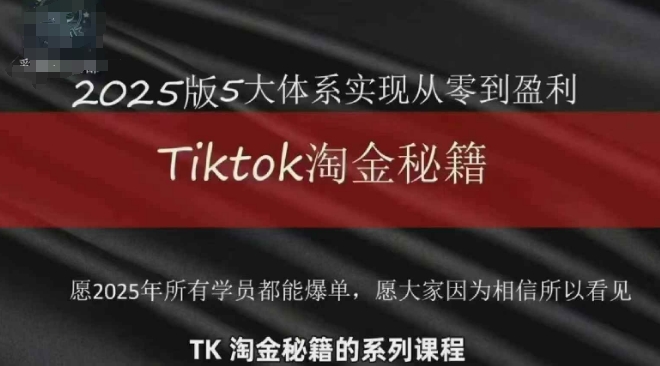 TikTok跨境2025淘金秘籍，​2025TikTok从0到盈利变现-16888副业资讯