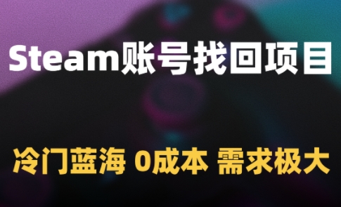 Steam账号找回项目，冷门蓝海，0成本，需求极大-16888副业资讯