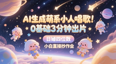 AI生成萌系小人唱歌，0基础3分钟出片，28个作品涨粉8.9W，单条最高19W赞，日入四位数，小白直接抄作业-16888副业资讯