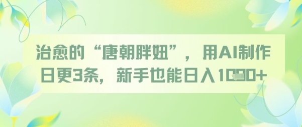 治愈的“唐朝胖妞”，用AI制作日更3条，新手也能日入多张-16888副业资讯