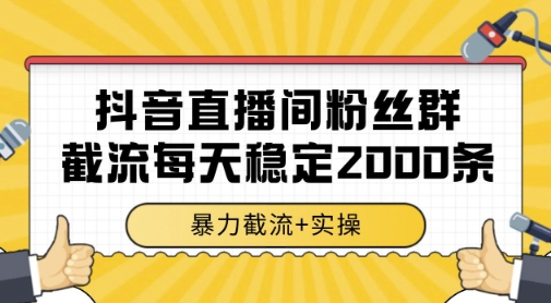 抖音直播间粉丝群暴力截流，一台电脑每天稳定2000条数据，暴力截流+实操 【揭秘】-16888副业资讯