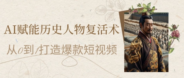 AI赋能历史人物复活术：从0到1打造爆款短视频，7天涨粉10W，小白也能月入过1W-16888副业资讯
