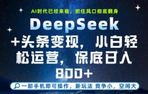 DeepSeek+头条变现,保姆级教学,小白轻松上手,日入8张+【揭秘】-16888副业资讯