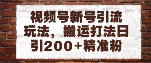 视频号新号引流玩法,搬运打法日引200+精准粉,可矩阵放大【揭秘】-16888副业资讯