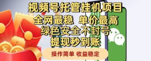 视频号托管挂G项目全网最稳,单价最高,绿色安全不封号提现秒到账,操作简单,收益稳定【揭秘】-16888副业资讯