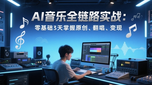 AI音乐全链路实战变现课：零基础3天掌握原创、翻唱、变现-16888副业资讯