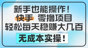 新手也能操作,快手零撸挣米,轻松每天挣2-5张,完全无成本-16888副业资讯