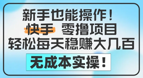 新手也能操作，快手零撸挣米，轻松每天挣2-5张，完全无成本-16888副业资讯