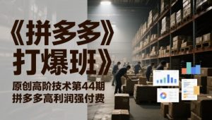 《拼多多打爆班》原创高阶技术第44期,拼多多高利润强付费-16888副业资讯