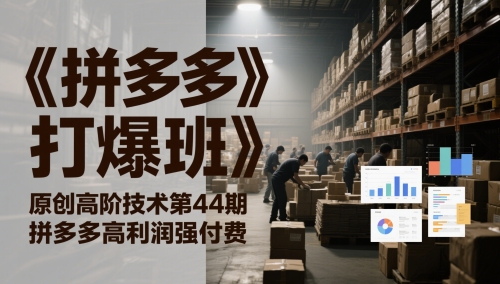 《拼多多打爆班》原创高阶技术第44期，拼多多高利润强付费-16888副业资讯
