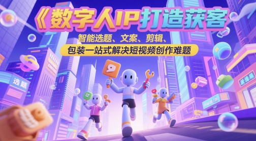 数字人IP打造获客变现实操课，智能选题、文案、剪辑、包装一站式解决短视频创作难题-16888副业资讯