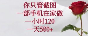 你只管截图,一部手机在家可以做,一小时120.一天5张+【揭秘】-16888副业资讯