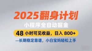 2025翻身计划,小程序全自动掘金,48小时可见收益,日入8张+,长期稳定靠谱,小白宝妈轻松上手【揭秘】-16888副业资讯