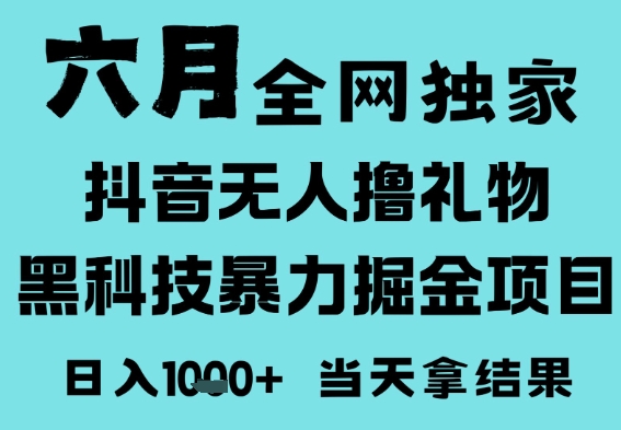 25年6月高爆抖音无人直播最新撸音浪掘金项目，门槛低小白可做，无脑日入1k，可矩阵放大【揭秘】-16888副业资讯