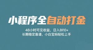 小程序全自动打金,48小时可见收益,日入多张,长期稳定靠谱,小白宝妈轻松上手【揭秘】-16888副业资讯