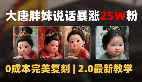 AI大唐胖贵妃说话2.0，40条视频暴涨40w粉，附独家变现攻略-16888副业资讯