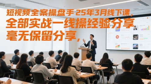 短视频全案操盘手25年3月线下课，全部实战一线操盘手经验分享，毫无保留分享，全是干货-16888副业资讯