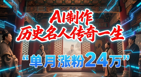 暴力起号！用AI制作历史名人传奇一生，单月涨粉24W，涨粉+变现赛道黑马来了-16888副业资讯