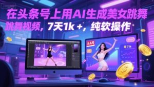 在头条号上用AI生成美女跳舞视频,7天1k+,纯软件操作-16888副业资讯