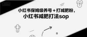 小红书保姆级养号+打减肥粉,小红书减肥打法sop-16888副业资讯