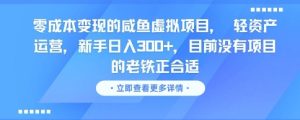 零成本变现的咸鱼虚拟项目, 轻资产运营,新手日入3张+,目前没有项目的老铁正合适-16888副业资讯