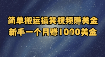 简单搬运搞笑视频挣美金，新手一个月入1k美金-16888副业资讯
