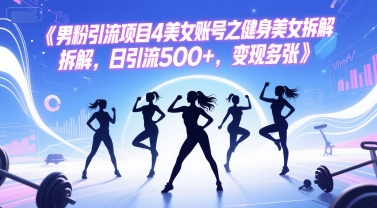 男粉引流项目4美女账号之健身美女拆解，日引流500+，变现多张-16888副业资讯