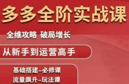 拼多多全阶实战课程，全维攻略，破局增长，从新手到运营高手-16888副业资讯