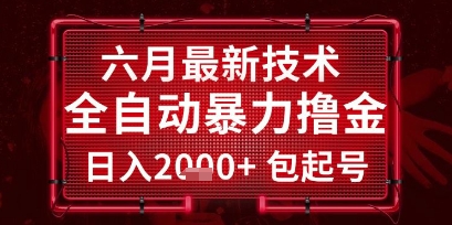 六月最新技术全自动暴力撸金，稳定日入2k+包起号，长期稳定【揭秘】-16888副业资讯