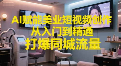 AI赋能美业短视频创作，从入门到精通，打爆同城流量，超级AI工具短视频实操落地-16888副业资讯