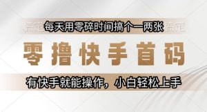 零撸快手首码,每天用零碎时间搞个一两张,有快手就能操作小白轻松上手【揭秘】-16888副业资讯