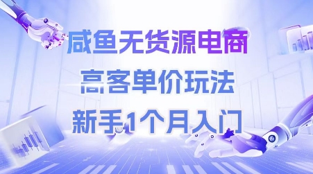 咸鱼无货源电商，高客单价玩法，新手1个月入门-16888副业资讯