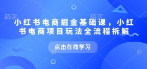 小红书电商掘金课,小红书电商项目玩法全流程拆解(更新5月)-16888副业资讯