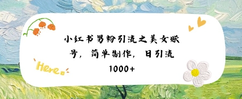 小红书男粉引流项目之美女账号6，简单制作，条条爆款原创，不违规-16888副业资讯
