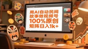 用AI自动民间故事做视频号,100%原创,矩阵日入1k+-16888副业资讯