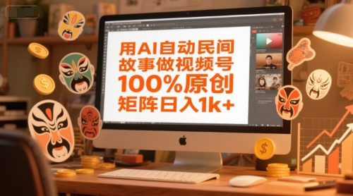 用AI自动民间故事做视频号，100%原创，矩阵日入1k+-16888副业资讯
