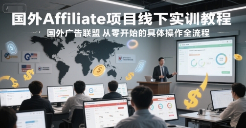 国外Affiliate项目线下实训教程，国外广告联盟从零开始的具体操作全流程-16888副业资讯
