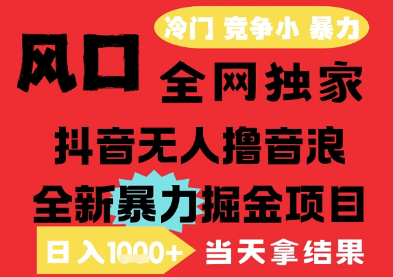 25年6月高爆抖音无人直播最新撸音浪掘金项目，解放双手小白可做，无脑日入1k+，门槛低【揭秘】-16888副业资讯