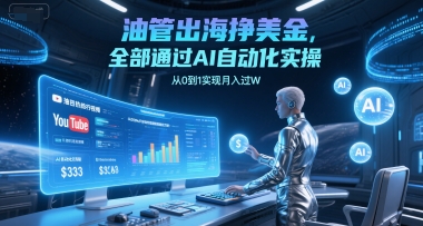 油管出海挣美金，全部通过AI自动化实操，从0到1实现月入过W-16888副业资讯