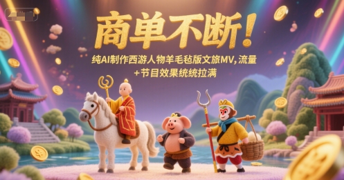 商单不断！纯AI制作西游人物羊毛毡版文旅MV，流量+节目效果统统拉满-16888副业资讯