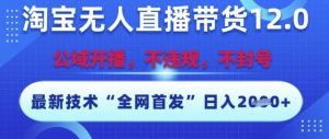 淘宝无人直播带货12.0,最新技术,不封号,不违规,操作简单,开播爆单,日入多张【揭秘】-16888副业资讯