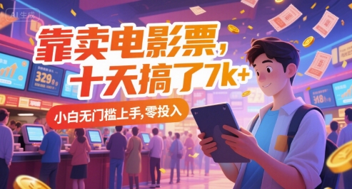 靠卖电影票，十天搞了7k+，小白无门槛上手，零投入【揭秘】-16888副业资讯